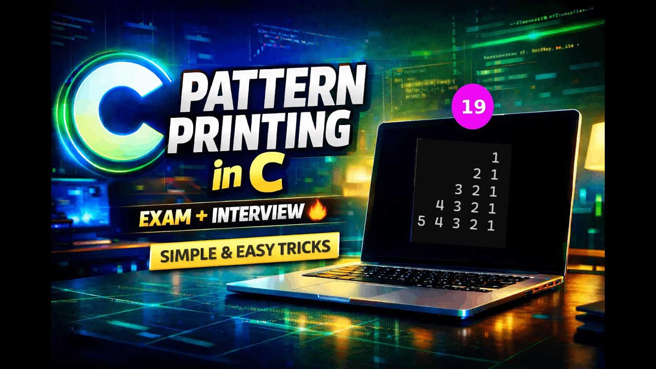 Pattern Printing in C |Pattern - 19| Simple & Easy Tricks 🔥 | Exam ...