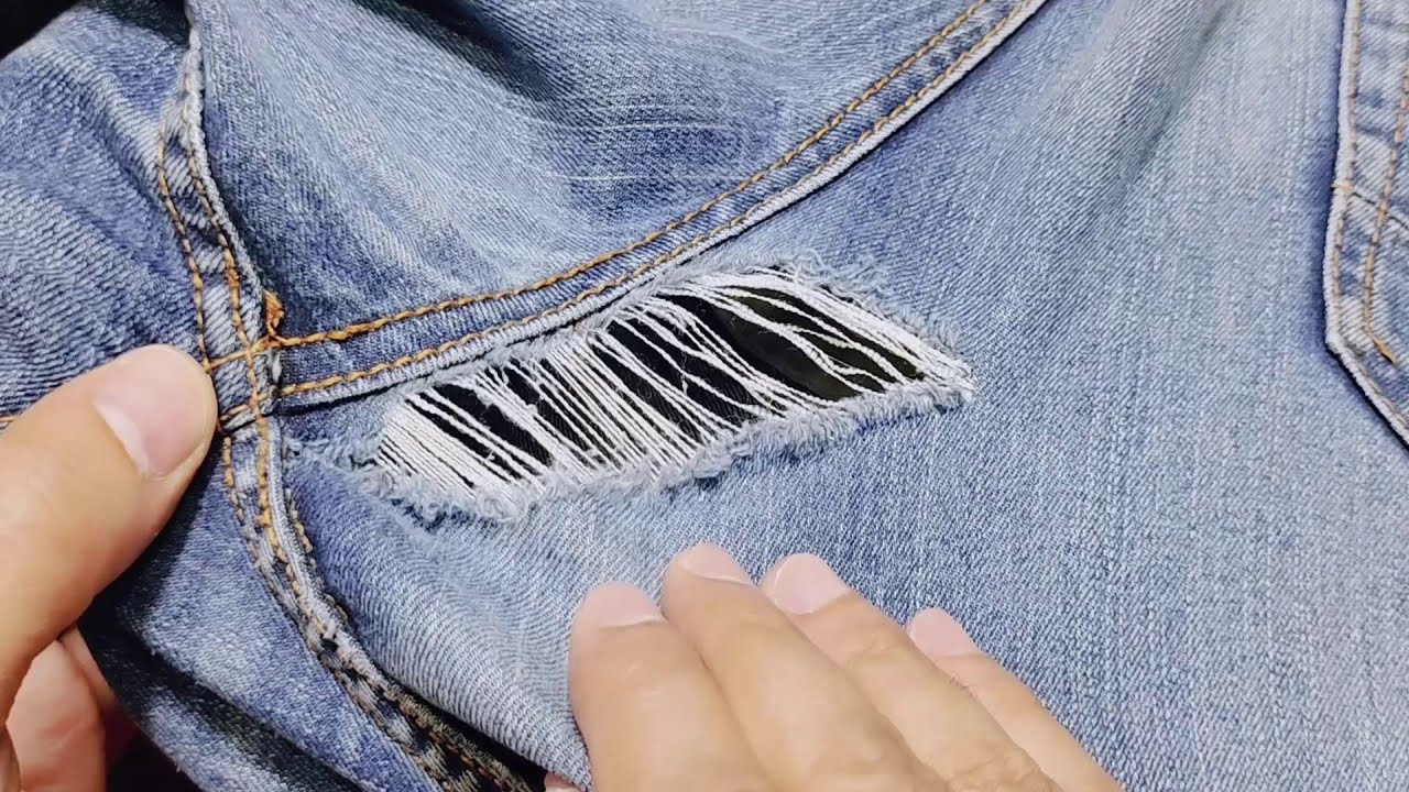 How to repair a hole in jeans between the legs without using a piece of ...