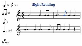 Reading dotted quarter note followed by 8th note patterns 4