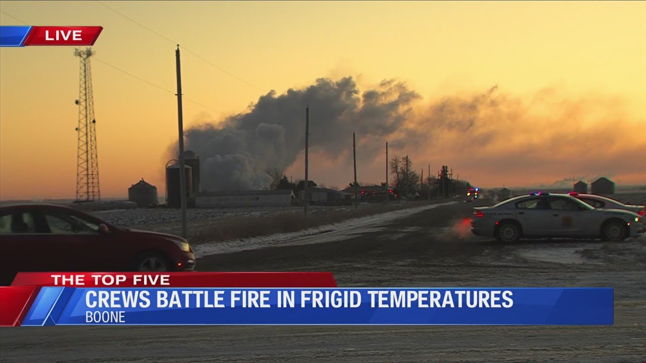 Crews battle fire in frigid temperatures - YouTube