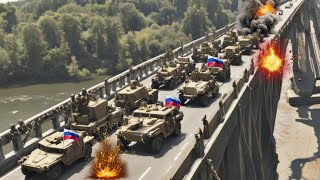 Today! On the Crimean Bridge, a convoy of Russian armored vehicles was destroyed by the Americans