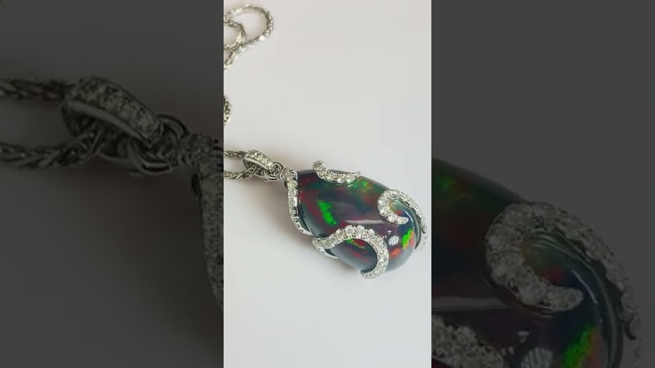 Black opal diamond necklace by Avea