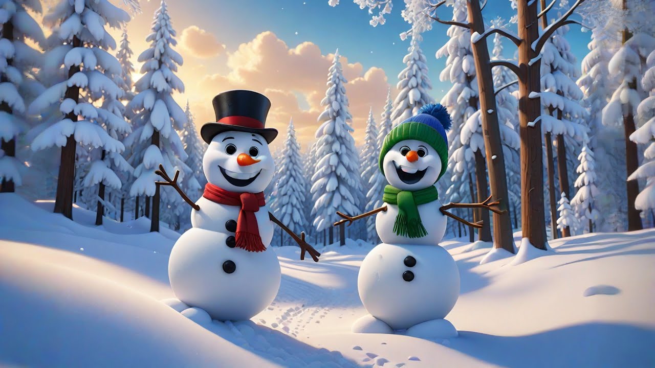 Two Frosty Snowmen Slide Down Slow | Frosty Snowmen Song | Nursery Rhymes and Kids Songs