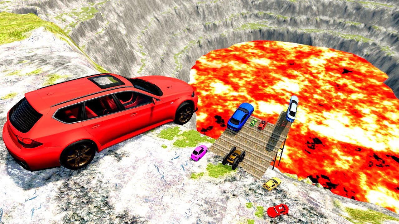 BIG & SMALL CARS & Giant Lava Pit #3 - BeamNG drive  BNG Jump