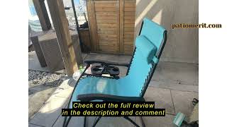 Review Magshion Zero Gravity Lounge Chair, Adjustable Folding Recliner with Cup Holder Side Tray & R