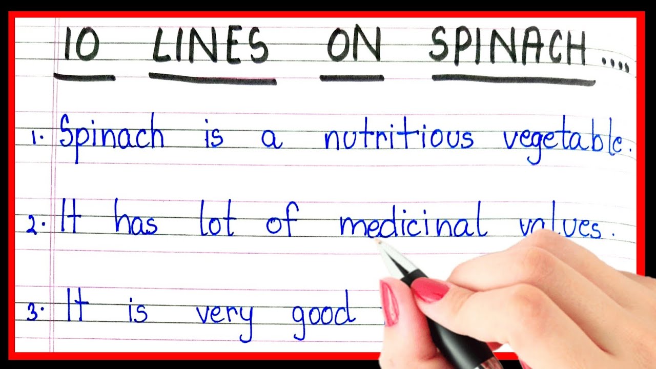 10 lines on spinach in english Essay on spinach Short note on spinach in english YouTube