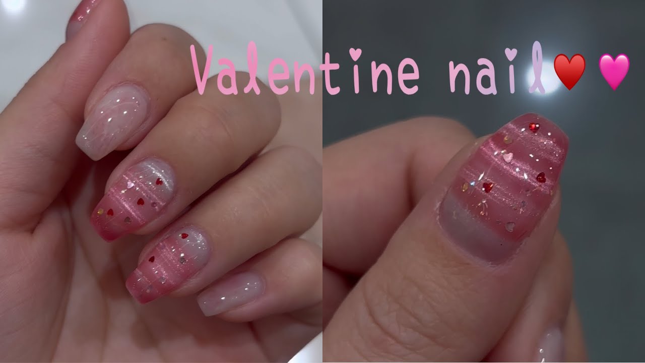 【self nail】甘すぎ注意💝ニット線マグネットで透明感バレンタインネイル💅♥️🍫