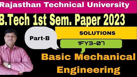 B. Tech 1st Sem Basic Mechanical Engineering paper 2023 Solutions (Part-B) (हिंदी)