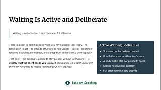 2.2.2 - Signals to Wait | Coaching Tools Mastery