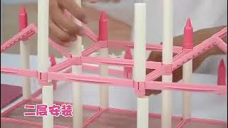 4-Storey Big Doll House Villa Childrens Family Diy Accessories Embly Dream Castle Toy Girl Gift