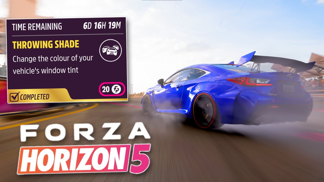 Forza Horizon 5 Daily Challenge "Throwing Shade" Change The Colour Of