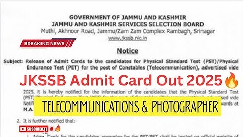 "JKSSB Constable PST/PET 2025 – Big Update | 