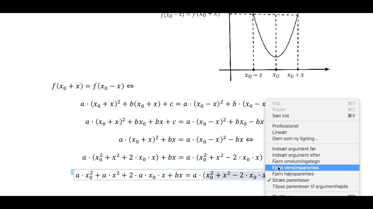 Symmetriakse for 2 gradspolynomium