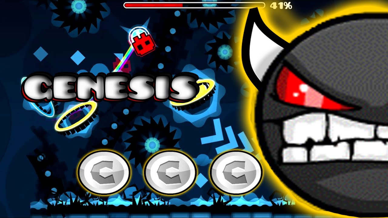 genesis by Jakedog957 (DEMON) 3 coins geometry dash 2.01 - YouTube