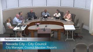 Nevada City Council Meeting September 14, 2022
