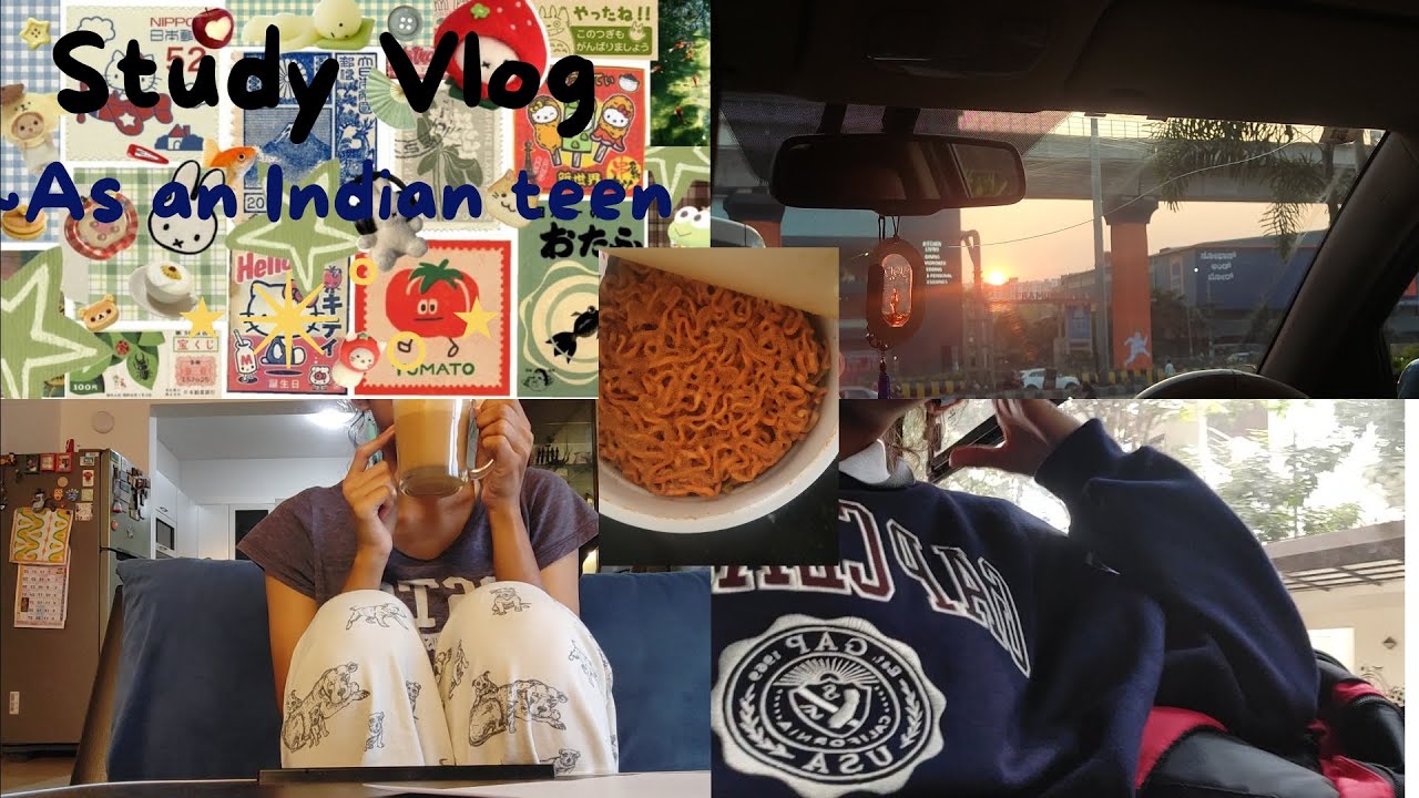 Study vlog as an Indian teen~ |📚🎧☕| mall, spicy noodles, study|
