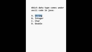 Which data type comes under ASCII code in java #youtube #shorts #youtubeshorts #java