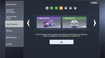 Kill 10 Enemies with the Sparrow Operator Skill Sparrow Operator Skill is available in the  0/10