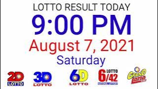 LOTTO RESULT TODAY August 7, 2021 9PM DRAW 2D 3D 6D 6/42 6/55 PCSO