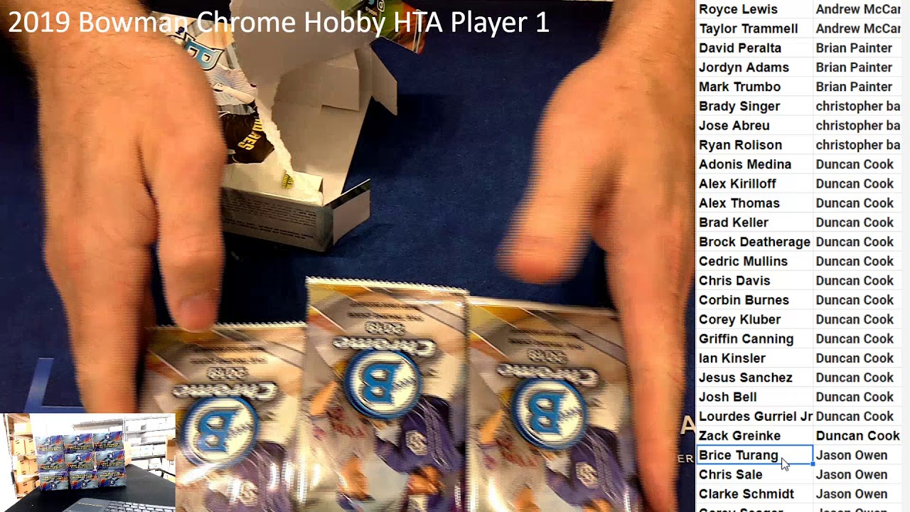 2019 Bowman Chrome 2 Case PLayer 1 HTA and HOBBY LBB EBAY YouTube