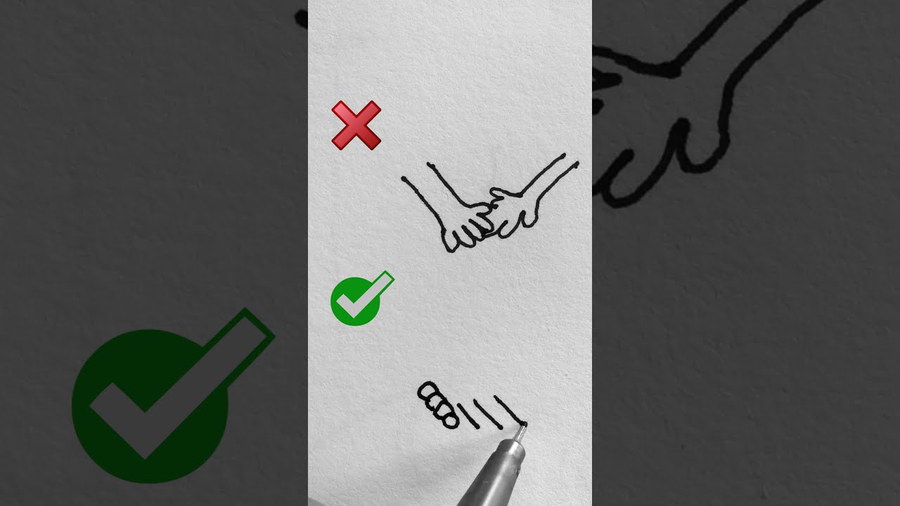 how to draw shaking hands 