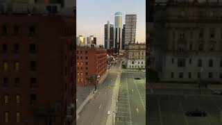 Downtown Detroit From 75 Feet Up. Rooftop. Fall Night In