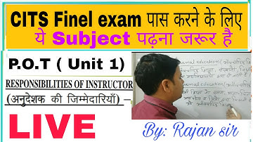 Responsibilities Of Instructor | P. O. T Class Unit 1