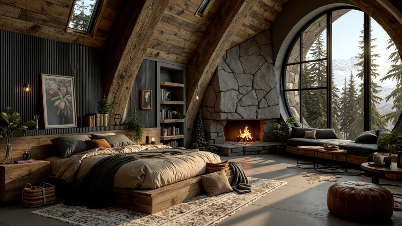 Атмосфера зимнего кафе | Расслабляющая джазовая музыка и тепло камина