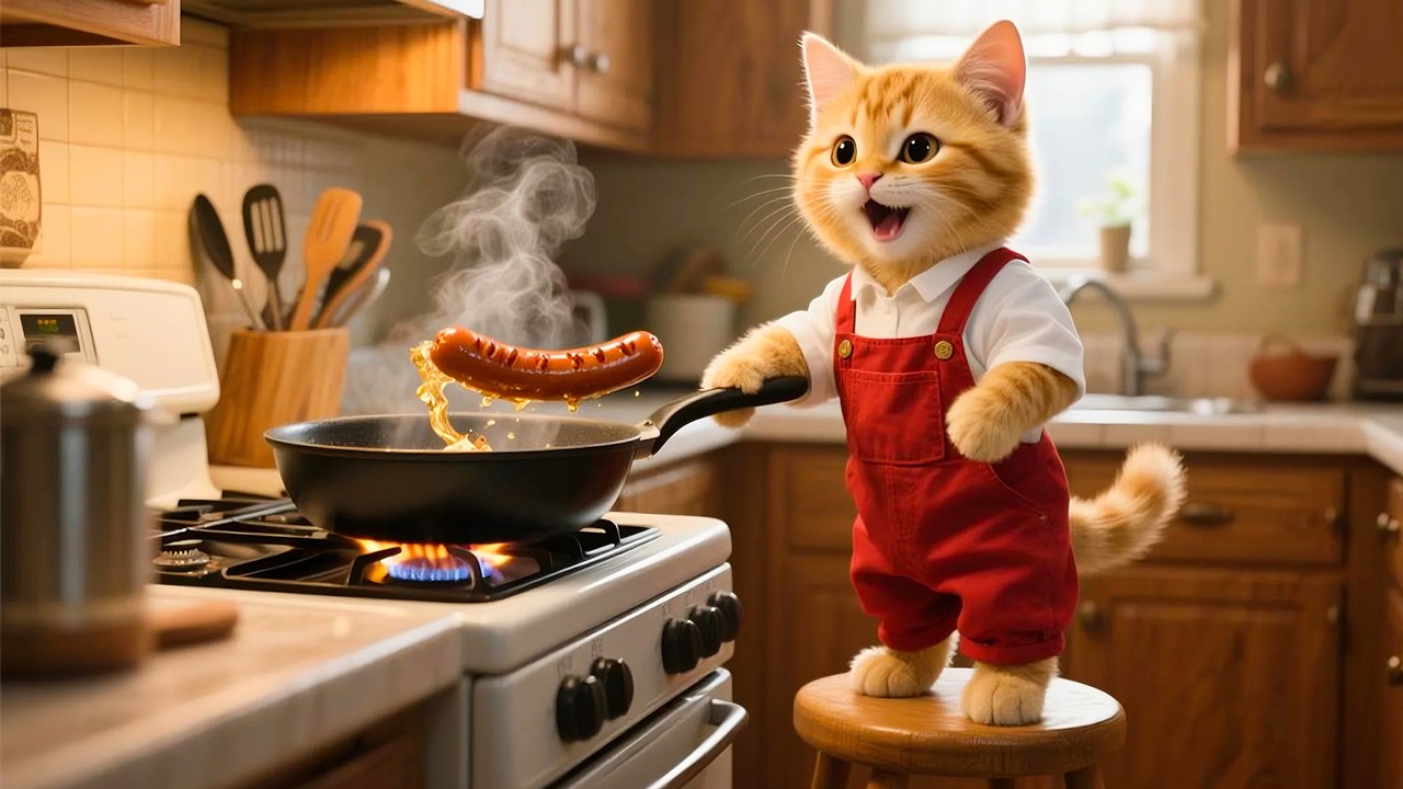 😢 Mama Cat Is Sick – Ginger Kitten Makes Hotdogs for Her Mom 🌭🐱💛