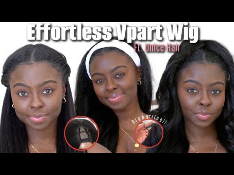 MUST HAVE! 3 In 1 Upgraded EasiContour Yaki V Part Wig Magic V line + Drawstring Ft UNice Hair