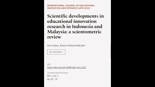 Scientific developments in educational innovation research in Indonesia and Malaysia:... | RTCL.TV