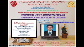 Strategies to Write a Research Proposal and Funding opportunities in India- An Overview