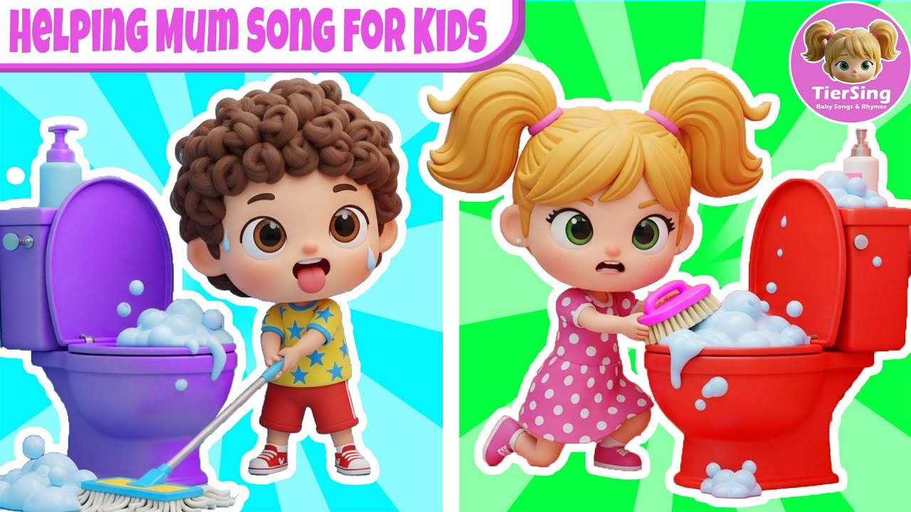 Helping Mum Song 👩‍👧 | Clean Up, Sweep & Family Routine Song for Kids | 3D Rhyme by TierSing