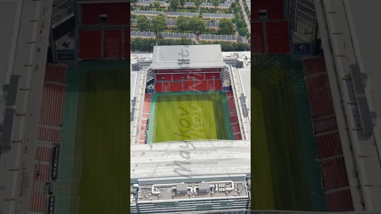 Vertical video. Copenhagen, Denmark. PARKEN - largest football stadium in Denmark, national stadi...