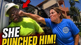 She punched him in the face 