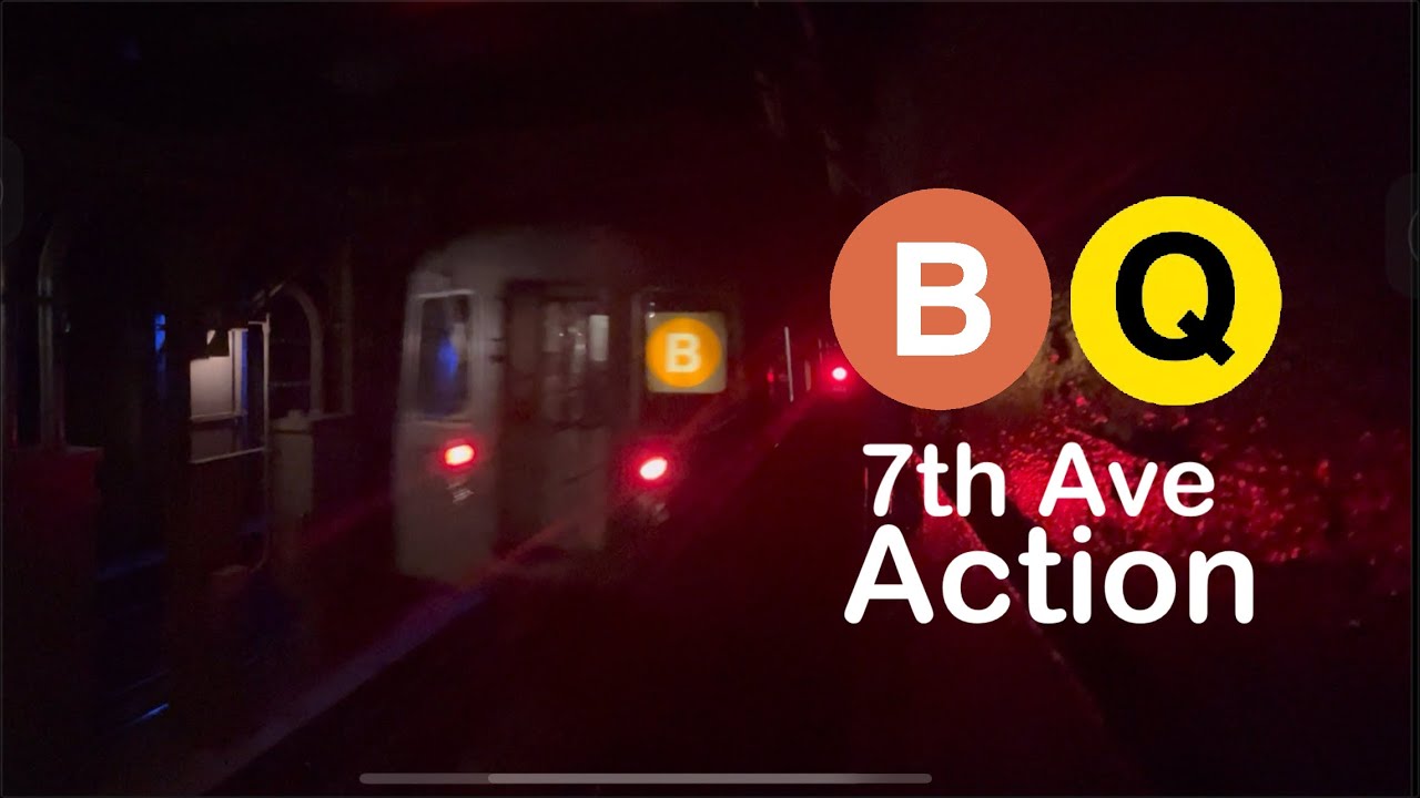 MTA: (B) (Q) Train Action at 7th Avenue (R46, R68A) - YouTube