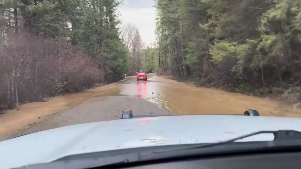 Video: Libby Creek overruns Highway 2 as flooding hits Lincoln County