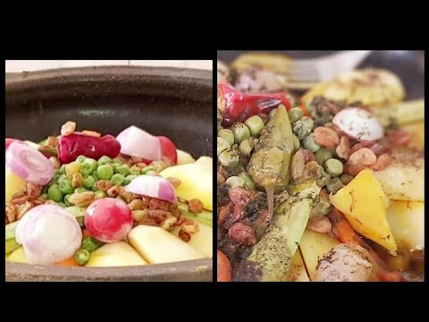 طجين تاكرا بالخضر واللحم ولا الذ منه شهية طيبة.