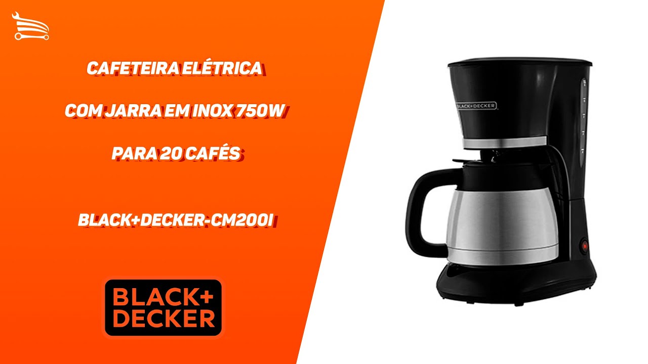 Cafeteira Elétrica com Jarra Térmica em Inox 25 Xicaras 750W 220V Preta  BLACK E DECKER / REF. CM200I-B2