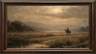 Frame Art | Golden Prairie Silence | Vintage Cowboy Oil Painting Screensaver screenshot 1