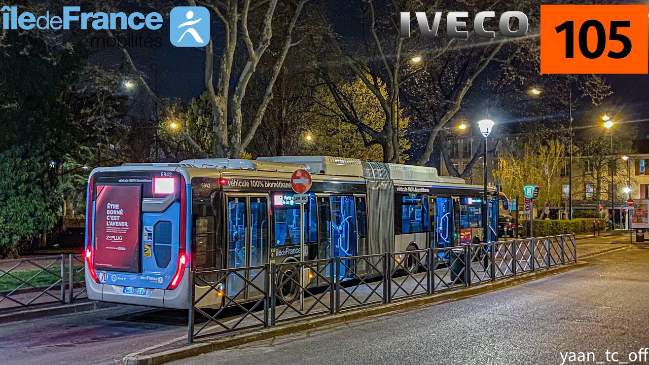 Ligne 105 Conduite sportive!! FUUL KICKDOWN!!!!!!!!!! Urbanway 18 GNV   (6942) 60Km/h 65km/h! (1:17)