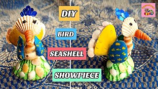 DIY BIRD SEASHELL SHOWPIECE | sea shell craft ideas | room decor ideas