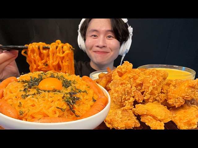 【ASMR】ロゼ辛ラーメン、KFC新作チキン‼️【咀嚼音/mukbang/Eating Sounds】