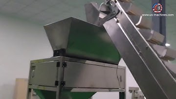 Linear weighing type 4 heads vertical bag packaging machine with elevator feeding machine