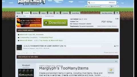how to get too many items mod for minecraft1.5.2
