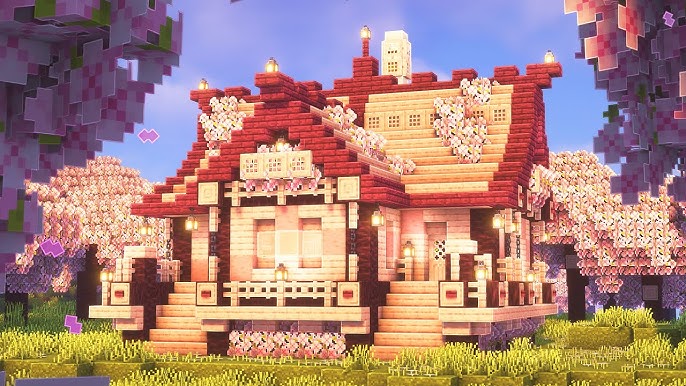 CASA AESTHETIC ROSA DO BIOMA CHERRY DA 1.20 MINECRAFT Minecraft Map