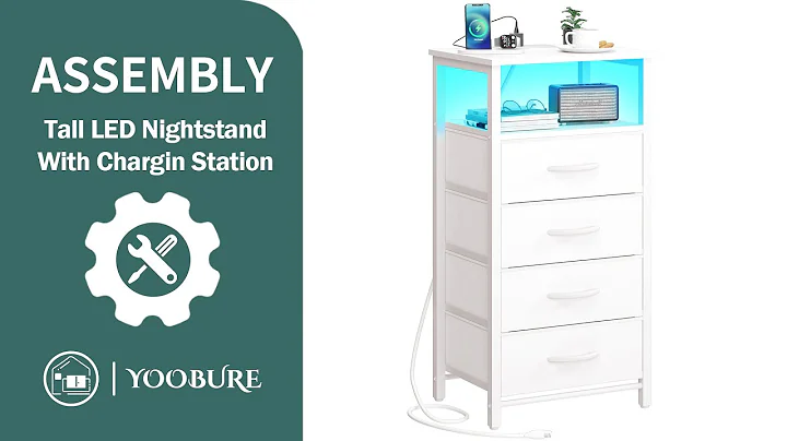 🛠️Yoobure LED Dresser with 4 Storage Drawers, Tall Nightstand with Charging Station, Assembly Video
