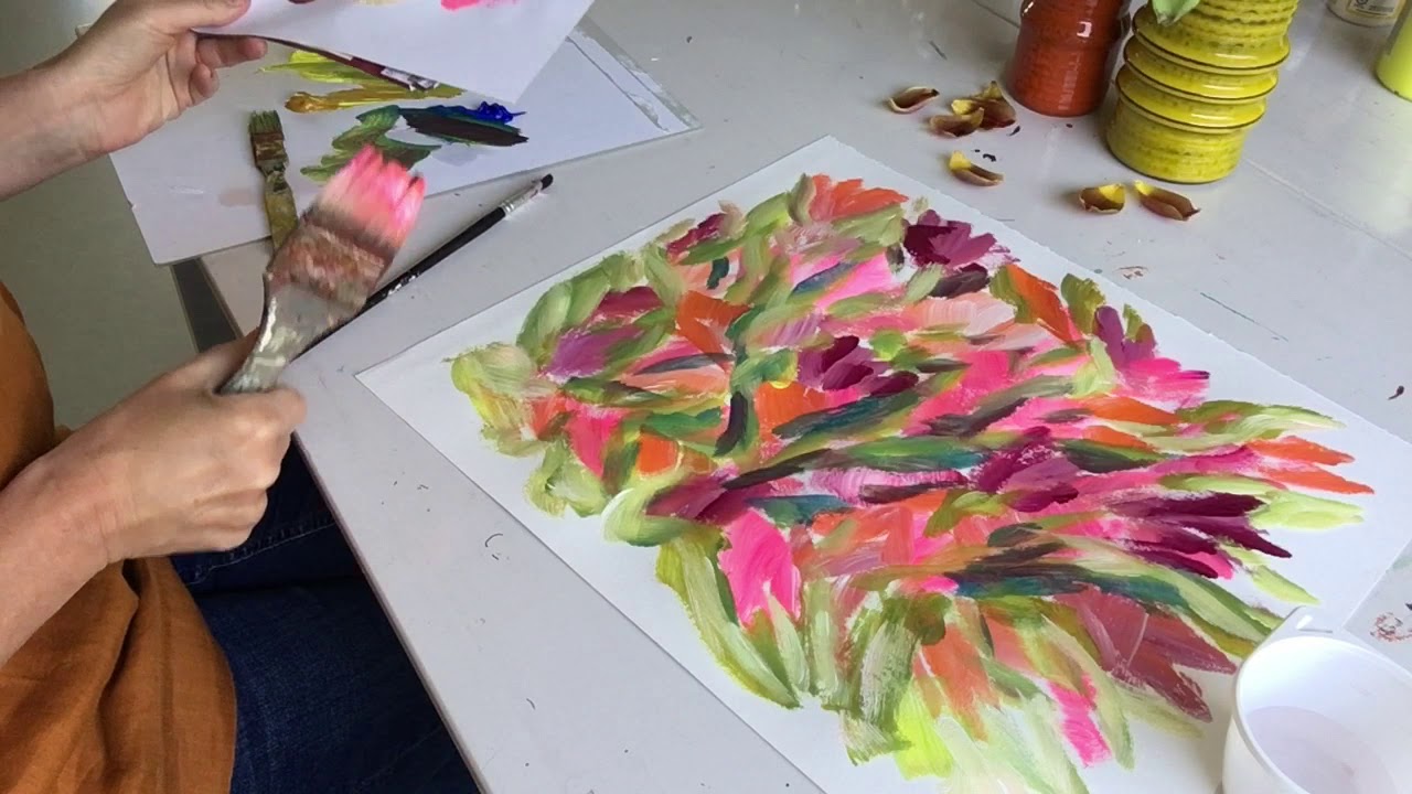 Gooey bibliotheek Gering Bloemen schilderen met acrylverf - YouTube