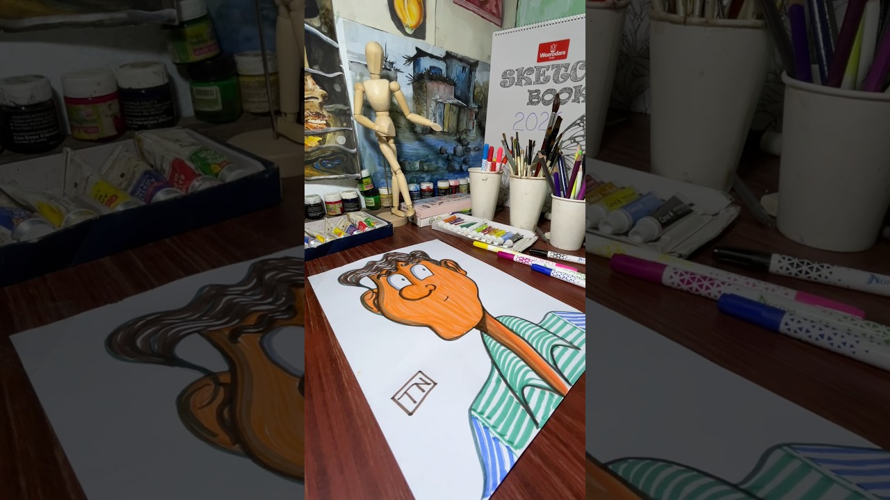 Cartoon characters draw with markers 🎨 