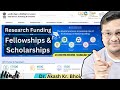 Research Funding, Fellowships & Scholarships for UG, PG, Ph.D., Postdoc and Faculty || Hindi || 2024